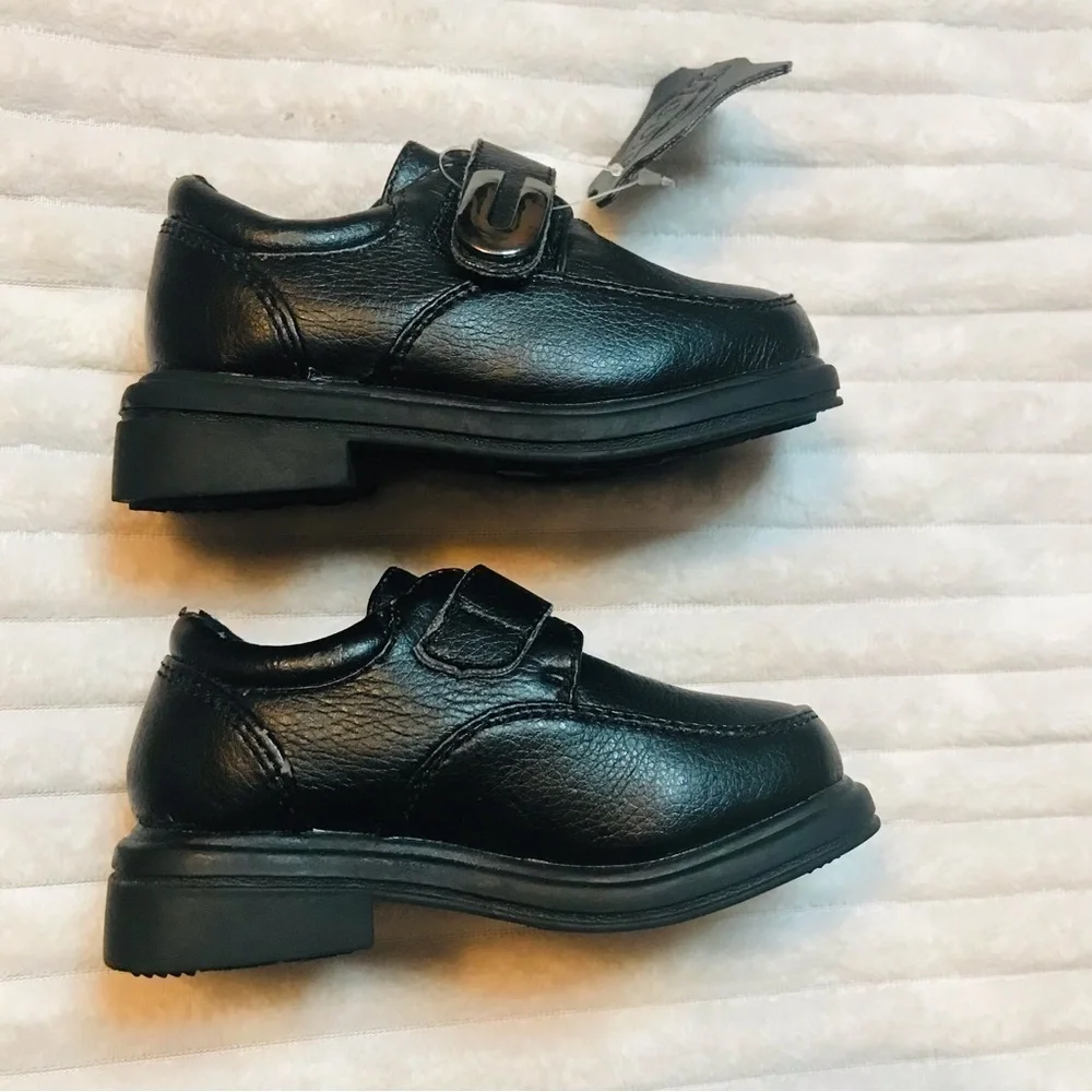 Black Leather Kids School Shoes Dress Shoe Toddler Baby Boys Size 5